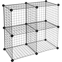 Amazon Basics - Estantes de almacenamiento- Cuatro cubos- de alambre - Negro